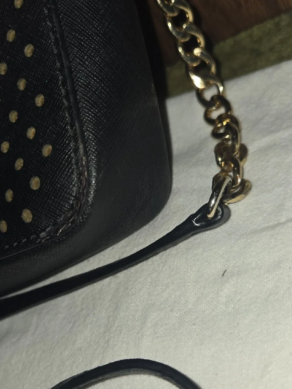 Black Crossbody Bag with Gold Stud Accents